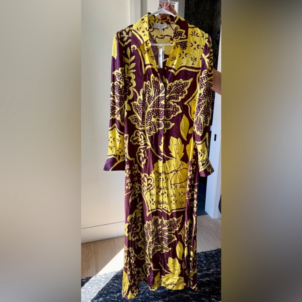 NWT Anthropologie Corey Lynn Carter Long Sleeve Printed Shirt Maxi Dress S $198 - Picture 5 of 10